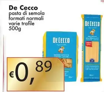 Sugros De Cecco pasta di semola formati normali varie trafile 500g offerta