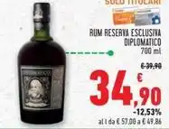 Conad RUM RESERVA ESCLUSIVA DIPLOMATICO 700 ml offerta