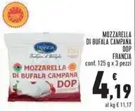 Conad MOZZARELLA DI BUFALA CAMPANA DOP FRANCIA conf. 125 g x 3 pezzi offerta