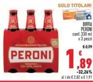 Conad BIRRA PERONI conf. 330 ml x 3 pezzi offerta