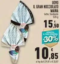 Conad UOVO IL GRAN NOCCIOLATO MAINA latte, fondente 520 g offerta