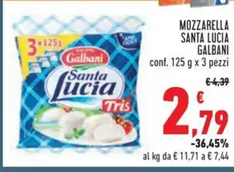 Conad MOZZARELLA SANTA LUCIA GALBANI conf. 125 g x 3 pezzi offerta