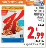 Conad CEREALI SPECIAL K KELLOGG'S classic 550 g offerta