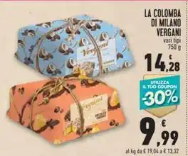 Conad LA COLOMBA DI MILANO VERGANI vari tipi 750 g offerta