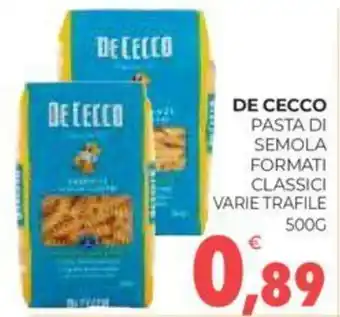 Eté DE CECCO PASTA DI SEMOLA FORMATI CLASSICI VARIE TRAFILE 500 G offerta