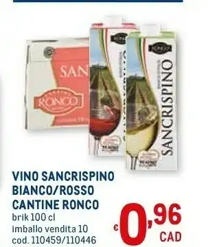 Metro Ronco Vino offerta