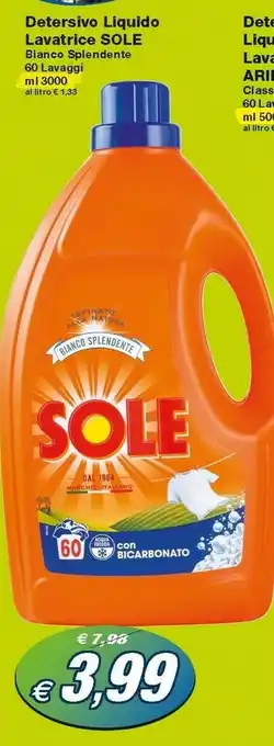 Prix Quality Sole Detersivo Liquido Lavatrice offerta