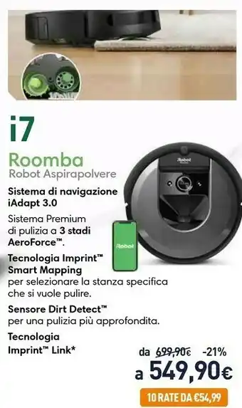 Unieuro iRobot Roomba I7 Aspirapolvere Robot Senza Sacchetto Nero 0,4 L offerta