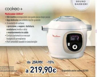 Unieuro Moulinex Cookeo+ CE851A 6 L 1600 W Cromo, Bianco offerta