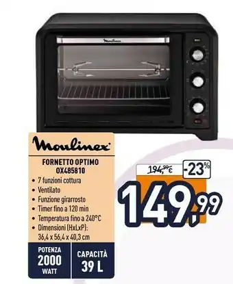 Unieuro Moulinex Fornetto OX485810 offerta