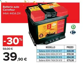 Carrefour Carrefour Batteria CRF 44AH 440A DX N2 offerta