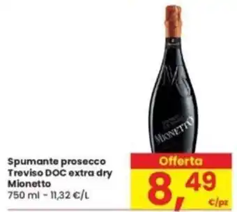 Eurospar Spumante prosecco Treviso DOC extra dry Mionetto 750 ml offerta