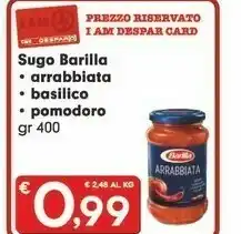 Despar Barilla Sughi per pasta offerta