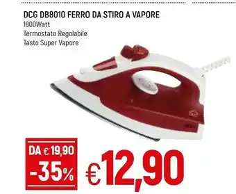 Galassia DCG Eltronic DB8010 Ferro Da Stiro A Secco E A Vapore Acciaio Inossidabile 1800W Rosso, Bianco Ferro Da Stiro offerta