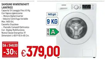 Galassia Samsung WW90TA046TT/ET Lavatrice Caricamento Frontale 9 Kg 1400 Giri/min A Bianco offerta