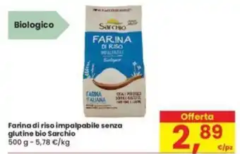 Eurospar Farina di riso impalpabile senza glutine bio Sarchio 500 g offerta