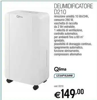 Il Fai Da Te Guercio Qlima Deumidificatore D210 offerta