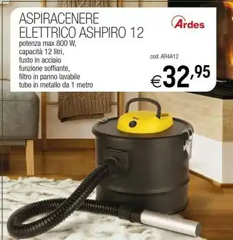Il Fai Da Te Guercio Ardes Aspiracenere Elettrico Ashpiro 12 offerta