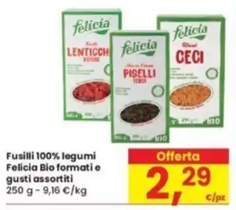 Fusilli 100% legumi Felicia Bio formati e gusti assortiti 250 g