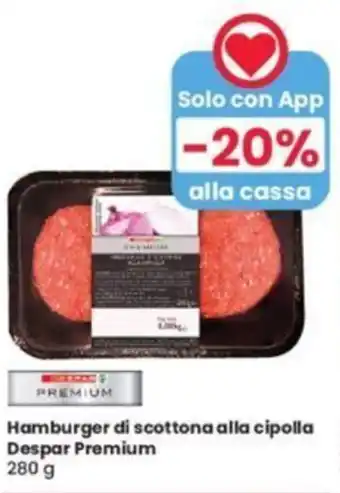 Eurospar Hamburger di scottona alla cipolla Despar Premium 280 g offerta