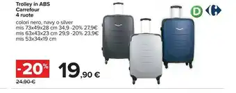 Carrefour Carrefour Trolley In Abs 4 Ruote offerta