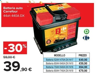 Carrefour Carrefour Batteria CRF 44AH 440A DX N2 offerta