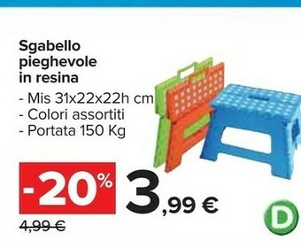 Sgabello Pieghevole In Resina