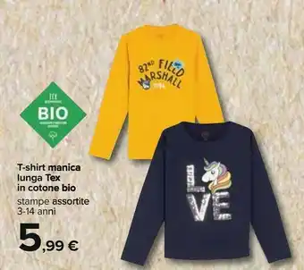 Carrefour T-shirt Manica Lunga Tex In Cotone Bio offerta