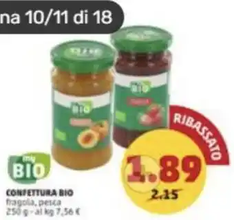 PENNY CONFETTURA BIO fragola, pesca 250 g offerta