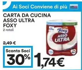 Coop CARTA DA CUCINA ASSO ULTRA FOXY 2 rotoli offerta