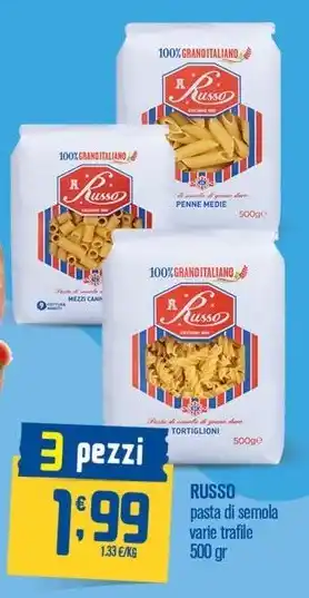 Ottimo Market RUSSO pasta di semola varie trafile 500 gr offerta