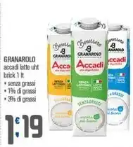 Ottimo Market GRANAROLO accad latte uht Acca Accadi brick 1 Lt offerta