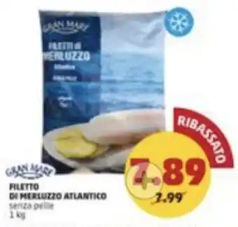 PENNY FILETTO DI MERLUZZO ATLANTICO senza pelle 1 kg offerta