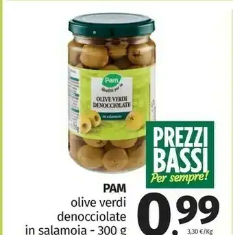 Pam Pam Olive Verdi Denocciolate In Salamoia 300 G offerta