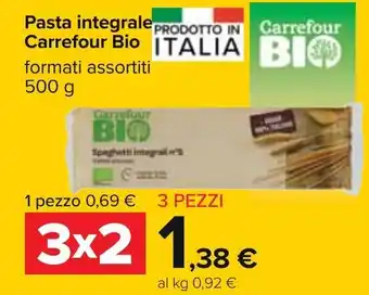 Carrefour Carrefour Bio Pasta integrale 500g offerta