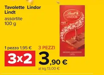 Carrefour Lindt Tavolette Lindor 100g offerta