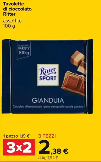 Carrefour Ritter Sport Tavolette di cioccolato 100g offerta