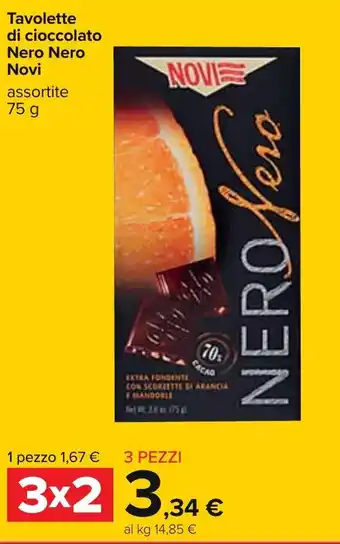 Carrefour Novi Nero Nero Tavolette di cioccolato 75g offerta