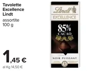 Carrefour Lindt Tavolette Excellence 100g offerta