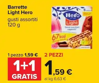 Carrefour Hero Barrette Light 120g offerta