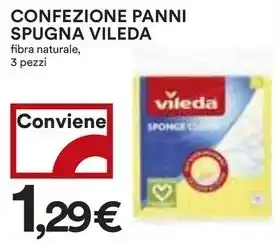 Coop CONFEZIONE PANNI SPUGNA VILEDA fibra naturale, 3 pezzi offerta