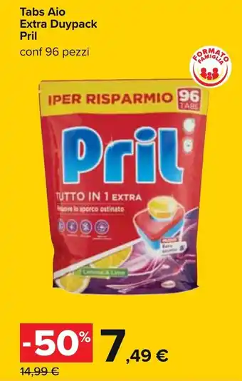 Carrefour Pril Tabs Aio Extra Duypack 96 pezzi offerta