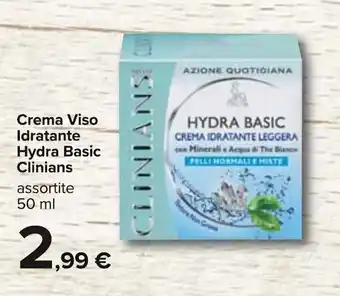 Carrefour Clinians Crema Viso Idratante Hydra Basic 50ml offerta