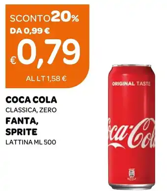 COCA COLA CLASSICA, ZERO FANTA, SPRITE LATTINA ML 500
