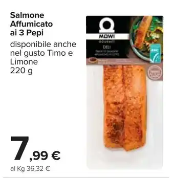 Carrefour Salmone Affumicato ai 3 Pepi 220g offerta