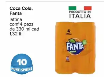 Carrefour Coca-Cola, Fanta 4 pezzi 330ml cad 1,32lt offerta
