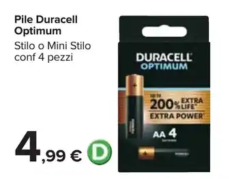Carrefour Duracell Optimum Pile 4 pezzi offerta