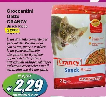 Prix Quality Crancy Croccantini Gatto Snack Ricco 2000 G offerta