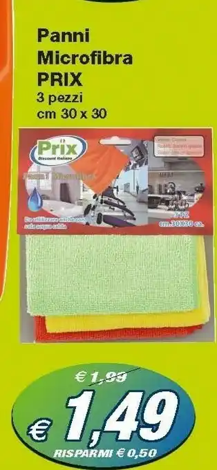 Prix Quality Prix Panni Microfibra 3 Pezzi 30x30 Cm offerta