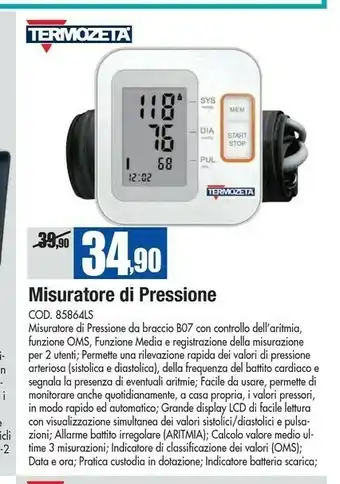 Wellcome Termozeta Misuratore di pressione offerta